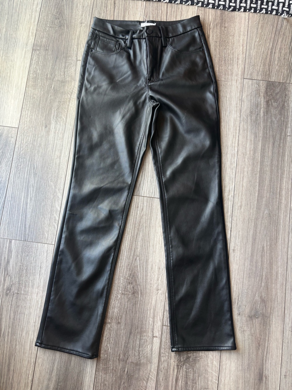 Good American Black Faux Leather Jeans